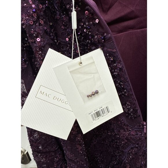 MAC DUGGAL Size 22 Purple 20477 Flutter Sleeve Embellished Cocktail Midi Dress - Picture 10 of 10